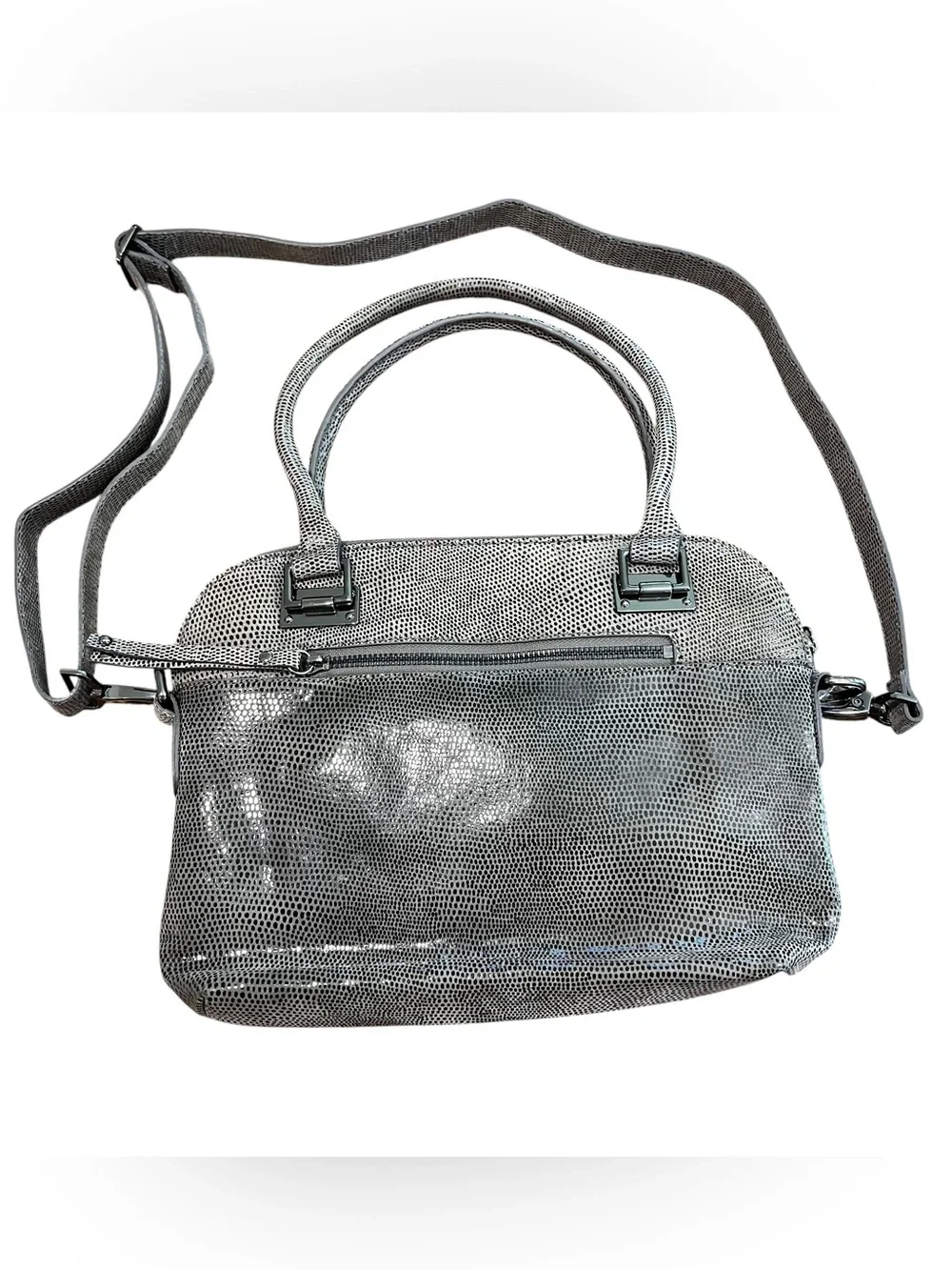 Chez Leather Snakeskin Embossed Satchel Crossbody Shoulder Purse Statement